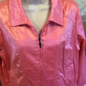 Susan Graver style satiny shimmery salmon jacket